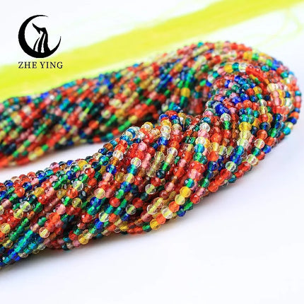 Zhe Ying 10strands/lot Tea Color Glass Beads Hydro Round Micro Faceted Crystal Loose Beads for Bracelet Necklace Accessories
