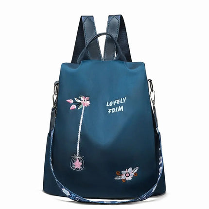 Waterproof Oxford Women Backpack Fashion Anti-theft School Bag Embroidery Designer Female Large Capacity Travel Shoulder Handbag