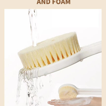 1 Pack Long Handle Shower Brush Unisex Senior Single Side Back Brush Bath Brush Exfoliating Suitable For Wet And Dry Brushes