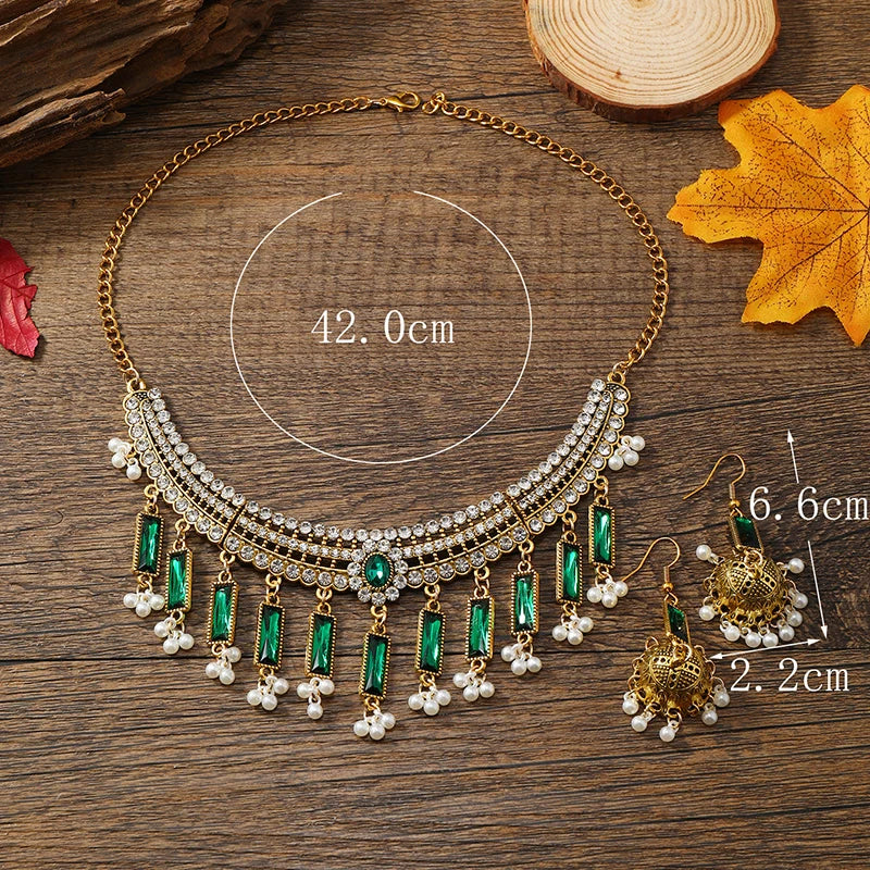 Vintage Bohemian style necklace, earrings, collarbone chain, exaggerated personality, ethnic style chain accessories, exotic atm