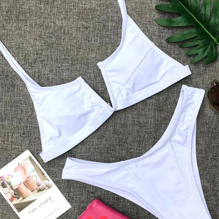 Splicing Denim V Shaped Thong Bikini Women Swimsuit Female Swimwear Two Pieces Bikini Set Bather Push Up Bathing Suit Swim Lady