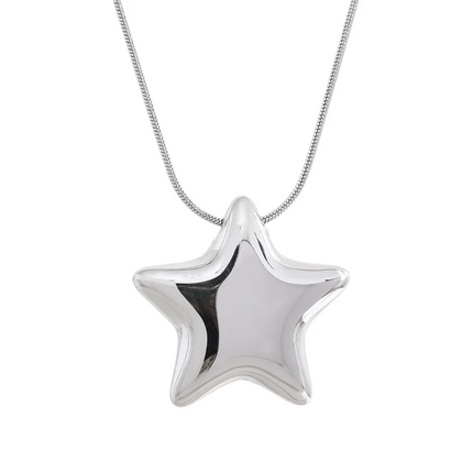 Yhpup 316l Stainless Steel Star Pendant Necklace Waterproof 18K PVD Plated Metal Fashion Jewelry Attractive Women Accessories