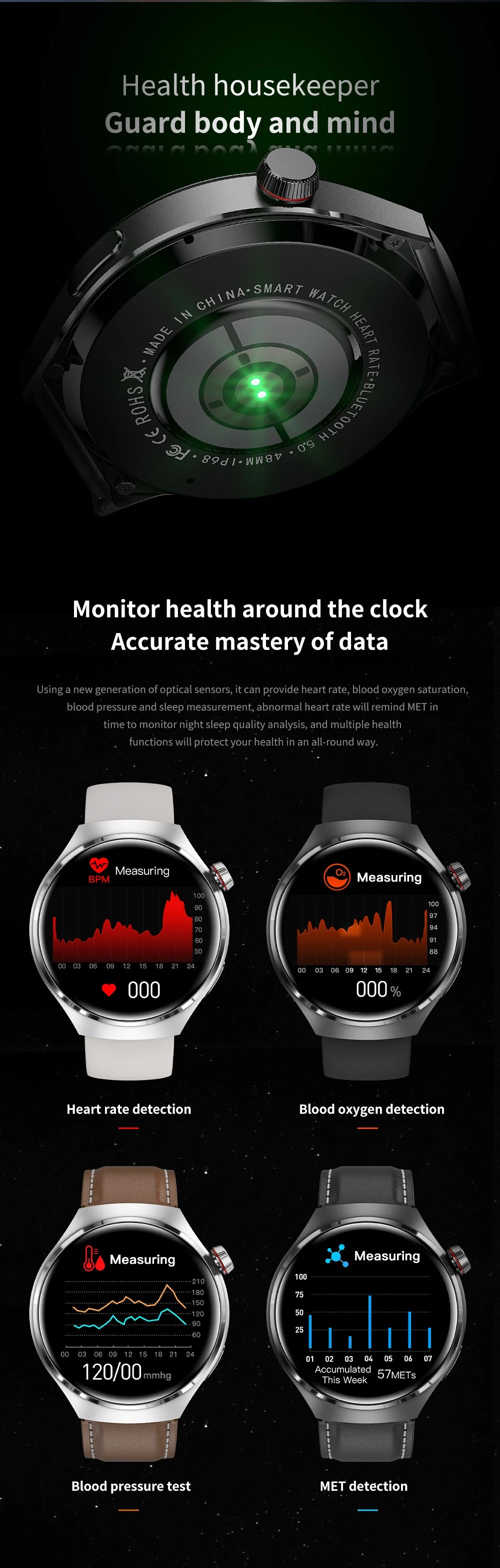 2024 New Smart Watch Heart rate Health Monitor Bluetooth Call NFC GPS Tracker IP68 Waterproof SmartWatch Men For HUAWEI GT4 Pro