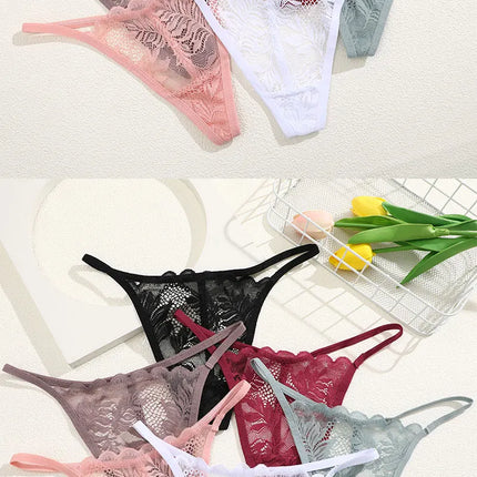 6Pcs/Set Lace Thong For Women Low Rise Soft Intimates Lingerie Sexy Lace Panties Color Ladies Comfortable Underpants Girls Panty