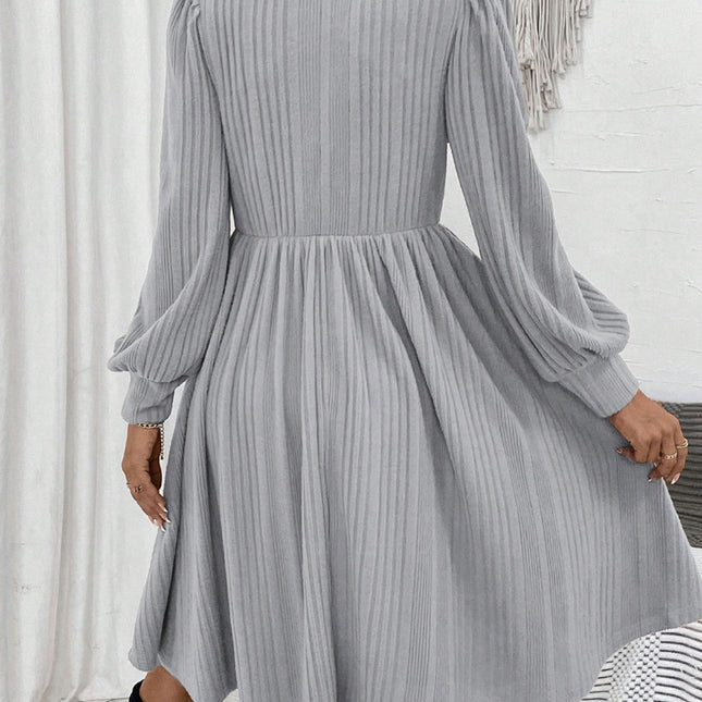 Textured Turtleneck Long Sleeve Dress