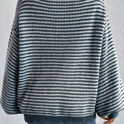 Striped Boat Neck Long Sleeve Sweater