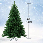 6ft/1.8m Christmas Tree Traditional Artificial Green Xmas Tree 850 Tips With Metal Stand For Home & Office - Perfect For Holiday Parties, Mall Displays, And Hotel Decorations, No Power Needed, Green Pine Design