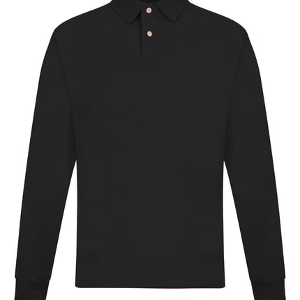 Mens Long Sleeve Polo Shirt Casual Top 2 Button Collared Pique Lightweight