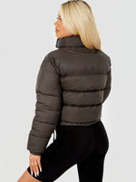 WOMENS LADIES QUILTED WINTER COAT THICK PUFFER PADDED CROP HOODED JACKET PARKA