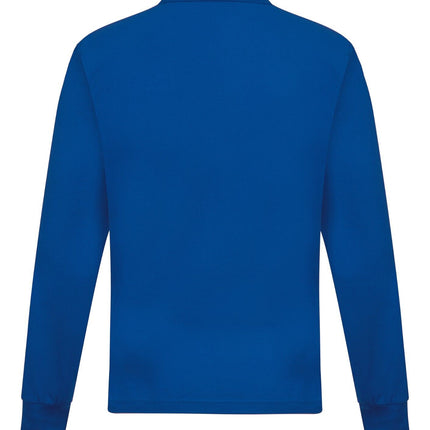 Mens Long Sleeve Polo Shirt Casual Top 2 Button Collared Pique Lightweight