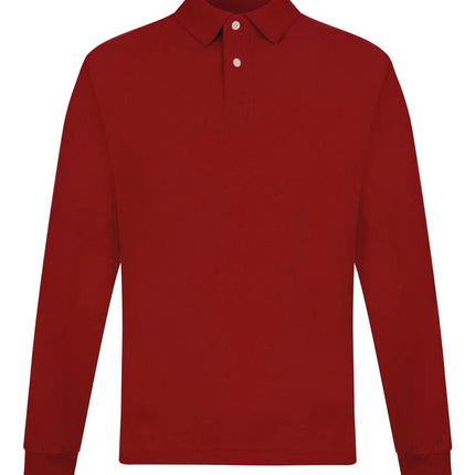 Mens Long Sleeve Polo Shirt Casual Top 2 Button Collared Pique Lightweight
