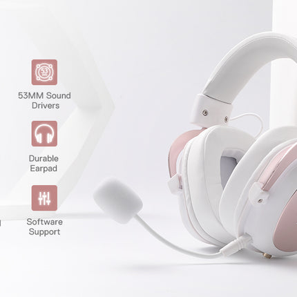 Redragon H510 Zeus White Wired Gaming Headset - 7.1 Surround Sound Memory Foam Ear Pads 53MM Drivers