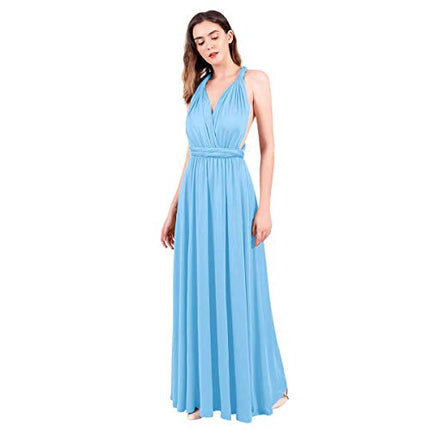 Womens Sexy Convertible Multi Way Wrap Transformer Solid Cocktail Off Shoulder Wedding Bridesmaid Evening Long Maxi Dress Floor Length Bandage Pageant Prom Ball Gowns