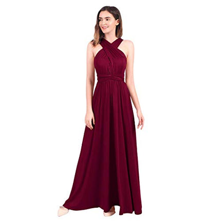 Womens Sexy Convertible Multi Way Wrap Transformer Solid Cocktail Off Shoulder Wedding Bridesmaid Evening Long Maxi Dress Floor Length Bandage Pageant Prom Ball Gowns