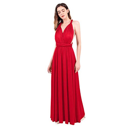 Womens Sexy Convertible Multi Way Wrap Transformer Solid Cocktail Off Shoulder Wedding Bridesmaid Evening Long Maxi Dress Floor Length Bandage Pageant Prom Ball Gowns
