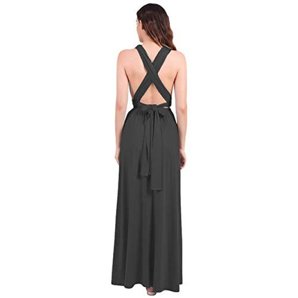 Womens Sexy Convertible Multi Way Wrap Transformer Solid Cocktail Off Shoulder Wedding Bridesmaid Evening Long Maxi Dress Floor Length Bandage Pageant Prom Ball Gowns
