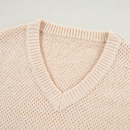 V-Neck Dropped Shoulder Long Sleeve Sweater