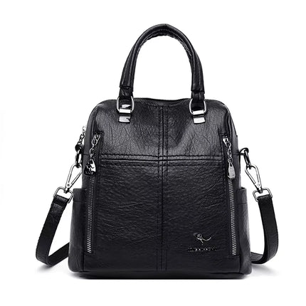 Hot Sale High Quality Leather Backpack Women Shoulder Bags Multifunction Travel Backpack School Bags for Girls Bagpack Mochila