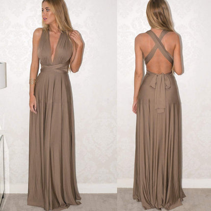 Womens Sexy Convertible Multi Way Wrap Transformer Solid Cocktail Off Shoulder Wedding Bridesmaid Evening Long Maxi Dress Floor Length Bandage Pageant Prom Ball Gowns