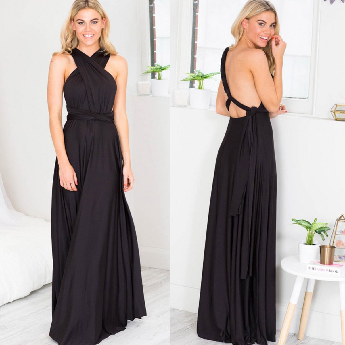 Womens Sexy Convertible Multi Way Wrap Transformer Solid Cocktail Off Shoulder Wedding Bridesmaid Evening Long Maxi Dress Floor Length Bandage Pageant Prom Ball Gowns