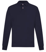 Mens Long Sleeve Polo Shirt Casual Top 2 Button Collared Pique Lightweight