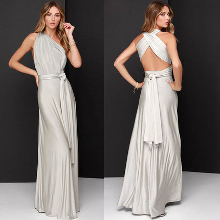 Womens Sexy Convertible Multi Way Wrap Transformer Solid Cocktail Off Shoulder Wedding Bridesmaid Evening Long Maxi Dress Floor Length Bandage Pageant Prom Ball Gowns