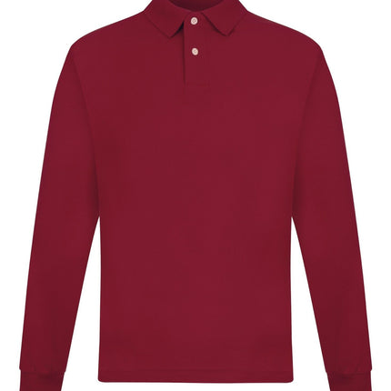 Mens Long Sleeve Polo Shirt Casual Top 2 Button Collared Pique Lightweight
