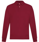 Mens Long Sleeve Polo Shirt Casual Top 2 Button Collared Pique Lightweight