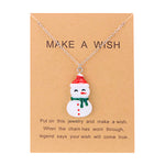 Cute Cartoon Resin Necklace Christmas Snowman Santa Claus Pendant Clavicle Chain Necklace For Women Jewelry