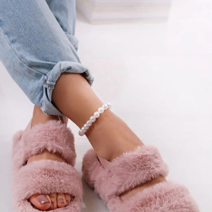 NEW LADIES WOMENS FLAT FLUFFY COMFY SOFY WARM FAUX FUR SLIDERS SLIPPERS SIZE 3-8