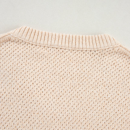 V-Neck Dropped Shoulder Long Sleeve Sweater