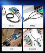 3 In 1 100w Transparent Fast Charging Cable Type C Usb Micro For Iphone Samsung Huawei Xiaomi Pilot Lamp Charger Usb C 6A