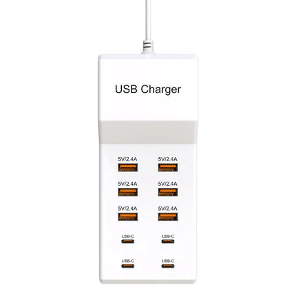 USB Charger Station,10-Port 50W Multiple USB Charging Station Multi Ports USB Charger Charging for Tablet Laptop Computer