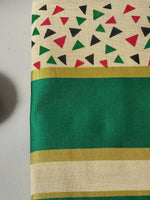 Traditional Kerala Cotton Onam Saree with Geometric Print & Green Kasavu Border S109