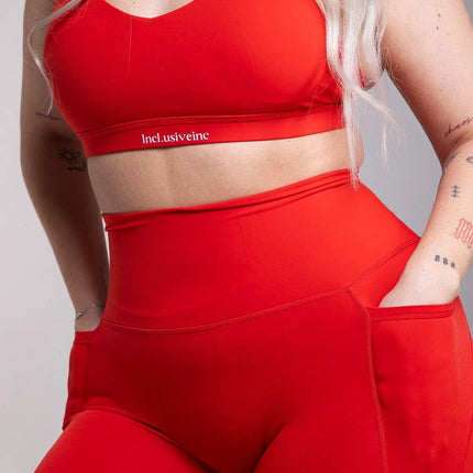 Active Red  Leggings with Pockets