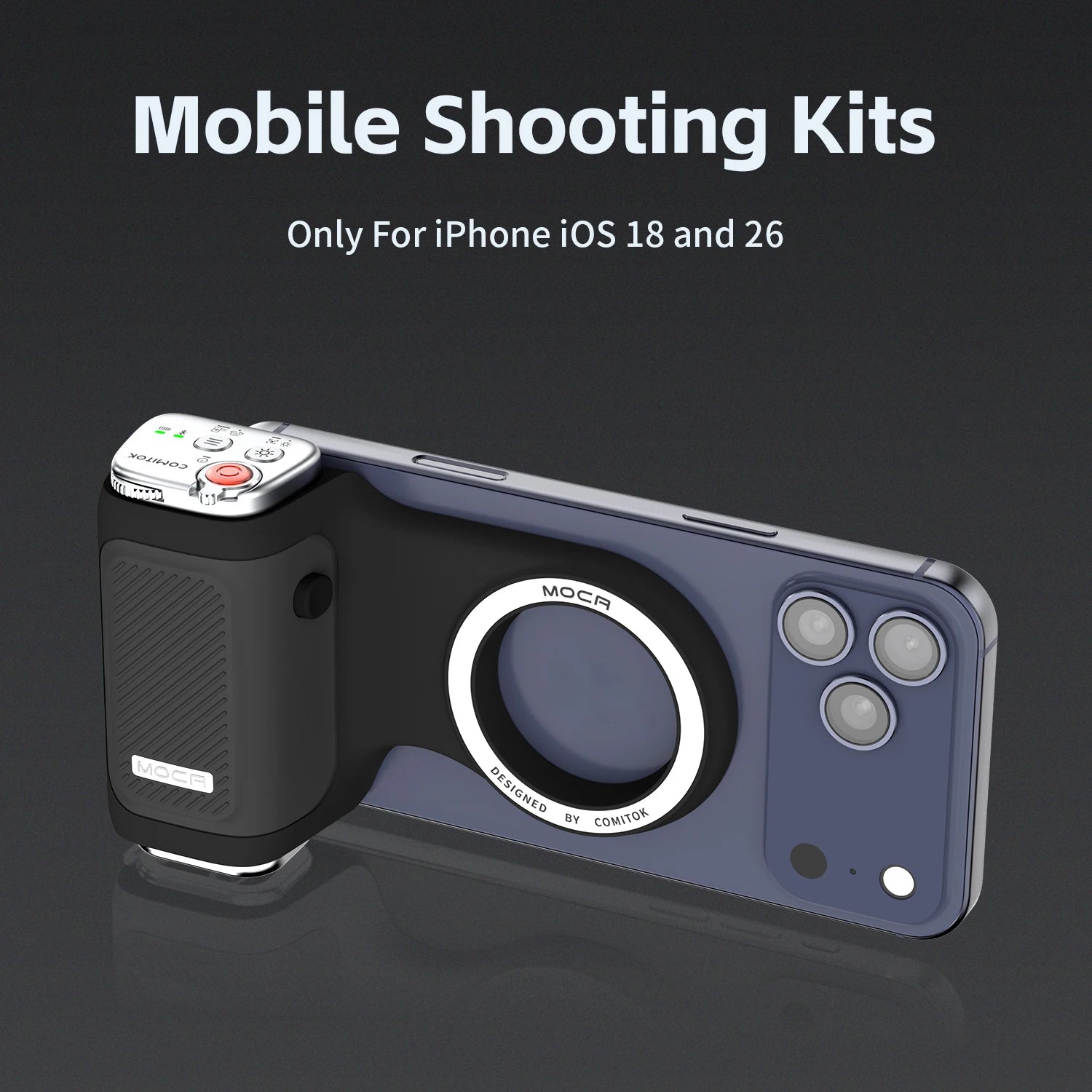 Magnetic Phone Grip with Remote Control Portable Shooting Handle for iPhone Vlog Videos, Easy One-Hand Operation