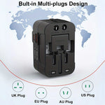 Universal Travel Adapter International All in One PD20W & QC18W Power Plug Wall Charger USB C Charging Ports for USA EU UK AU