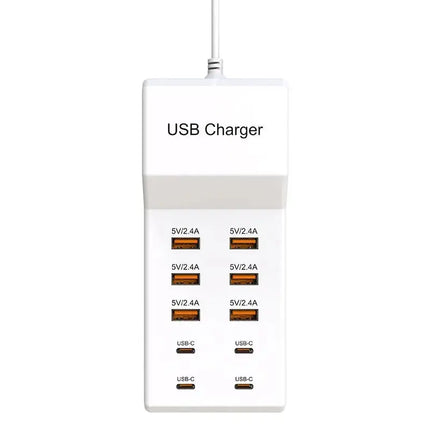 USB Charger Station,10-Port 50W Multiple USB Charging Station Multi Ports USB Charger Charging for Tablet Laptop Computer