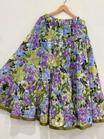 Blackfever Women's Purple & Green Floral Tiered Maxi Skirt - 100% Cotton