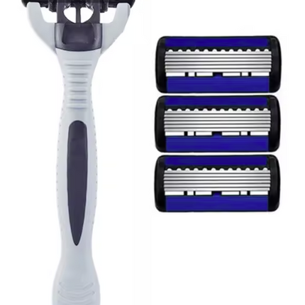 6-Layer Stainless Steel Razor with 3 Refill Blades – Smooth, close & irritation-free shave. Reusable & eco-friendly design for daily grooming.