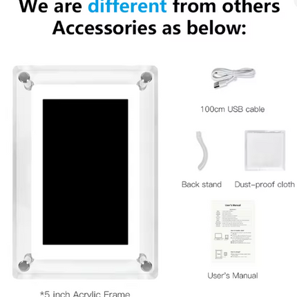 Acrylic Digital Photo Frame 5 Inch – Portable Vertical Display with IPS Screen & 4GB Memory