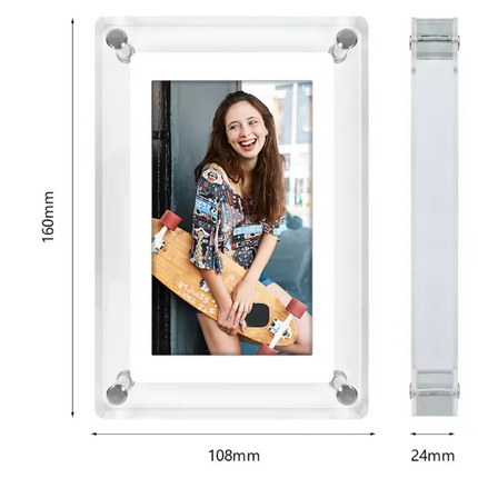 Acrylic Digital Photo Frame 5 Inch – Portable Vertical Display with IPS Screen & 4GB Memory