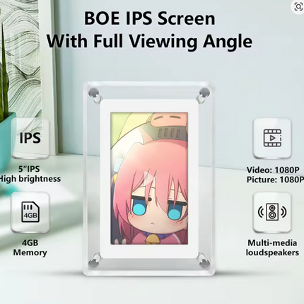 Acrylic Digital Photo Frame 5 Inch – Portable Vertical Display with IPS Screen & 4GB Memory