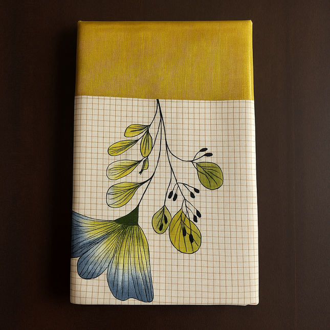 Kerala Cotton Saree with Golden Kasavu Border & Floral Print – Onam Special Saree S115