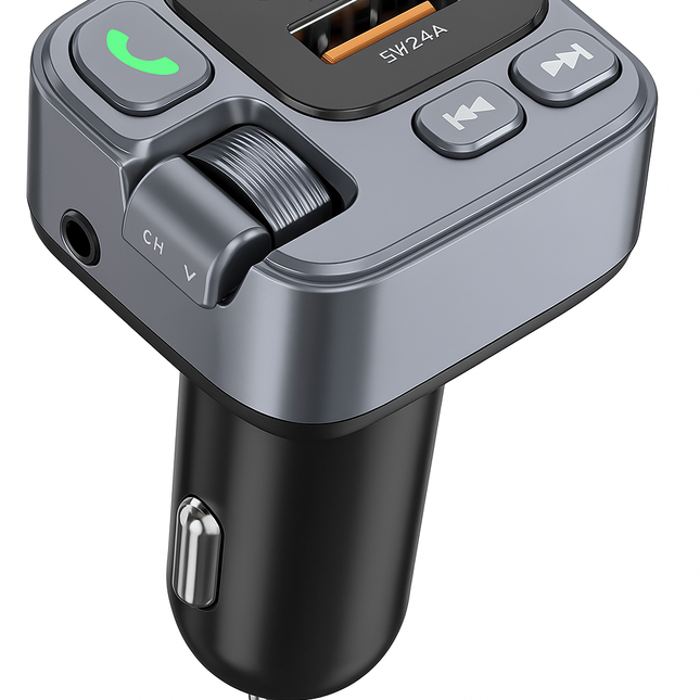 Car Bluetooth FM Transmitter with USB Receiver, U Disk Reader, PD 20W Fast Charging, Digital Display Car Adapter for Mobile Phones