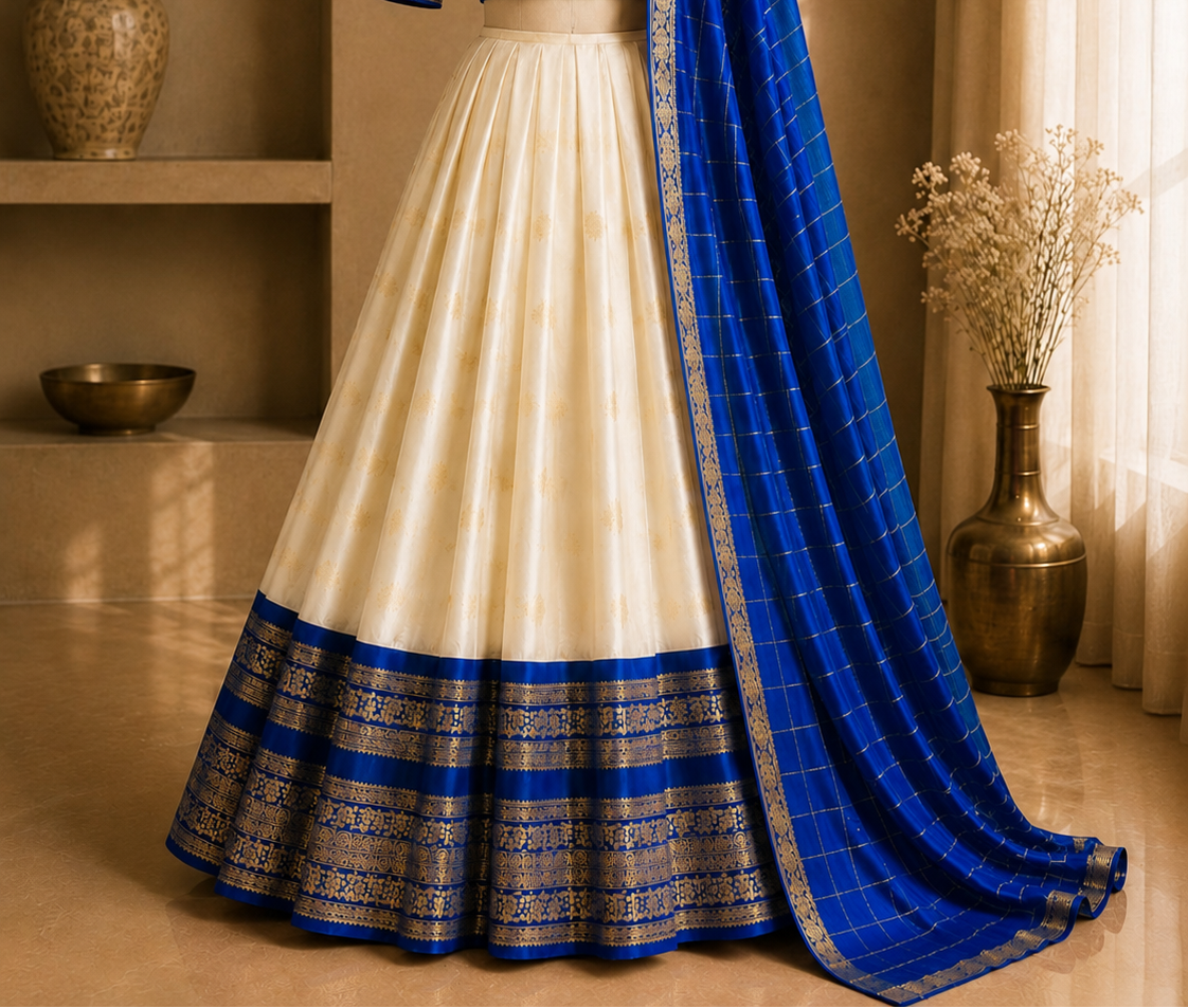 Noam Neelambari Kerala Half Saree Set