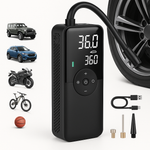 Portable Tire Inflator for Cars, Motorcycles & Bicycles – Compact Air Pump with Digital Display, Fast Inflation & Rear Storage Case