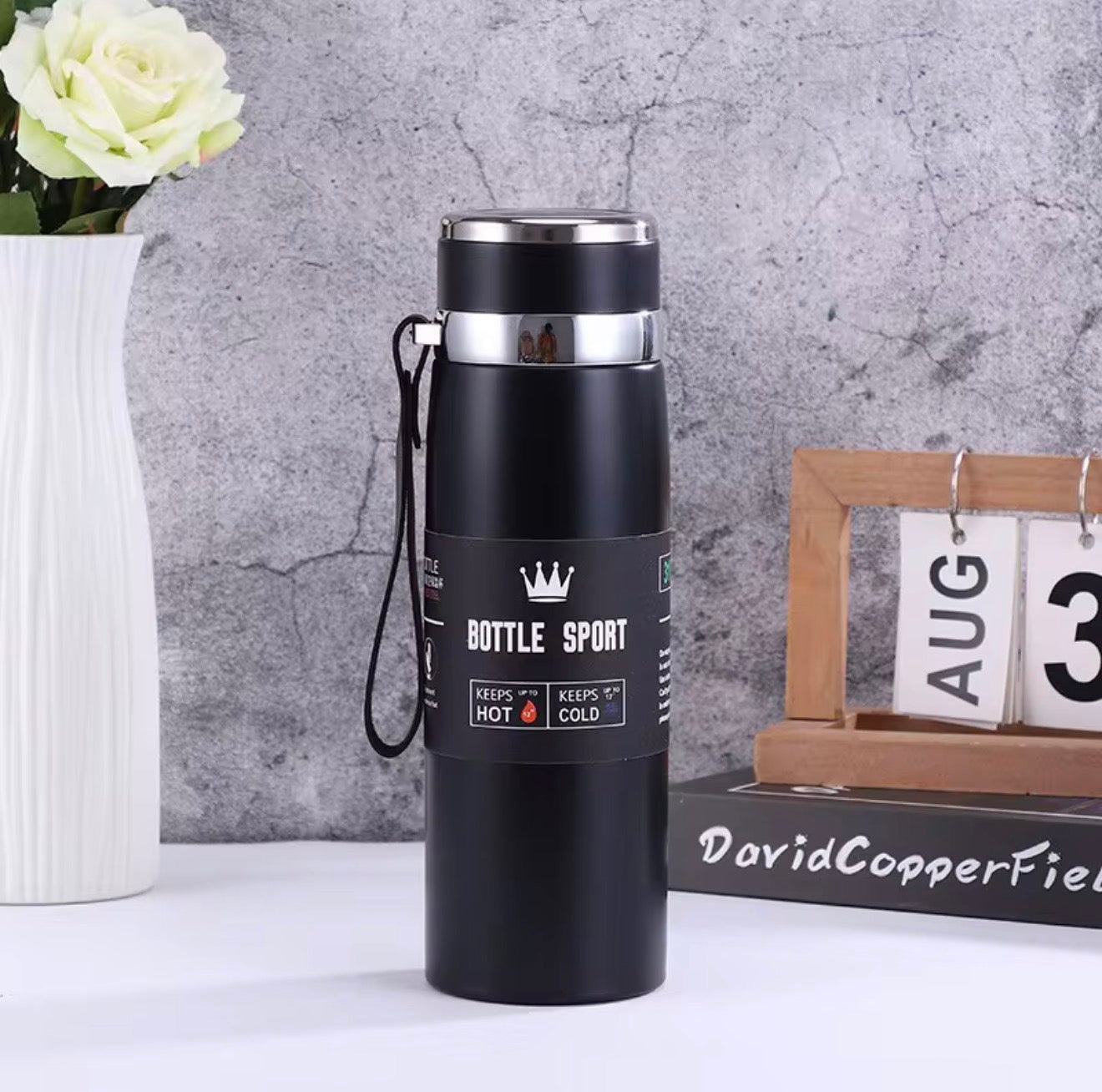 1L Thermal Water Bottle – Stainless Steel Vacuum Flask, Hot & Cold Insulated Thermos Bottle for Water, Tea & Coffee