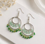 Emerald Mist Beaded Hoop Earrings