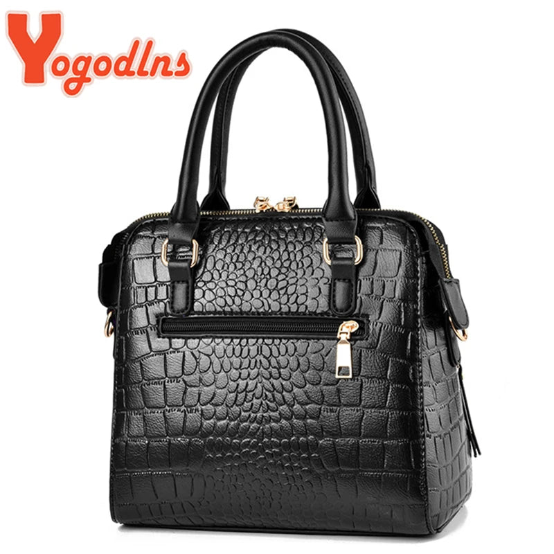 Luxury Crocodile Pattern Handbag Women Winter New PU Leather Tassel Shoulder Bag Brands Design Handle Bag Lady Purse